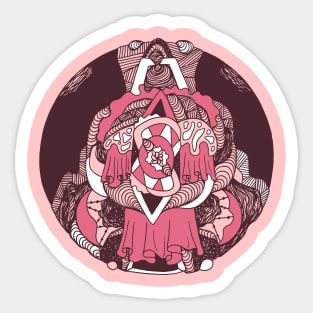 Pink and White Circle of Ornament Sticker